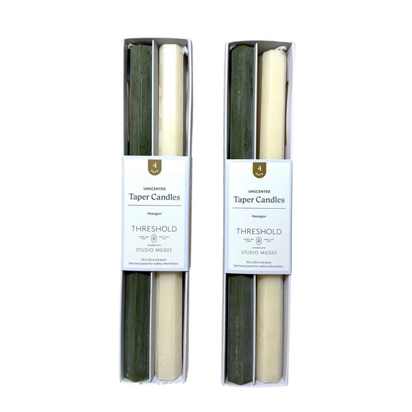 8pk Unscented 10” Tapered Candles Hexagon Shape Threshold with Studio McGee NEW - Picture 1 of 3